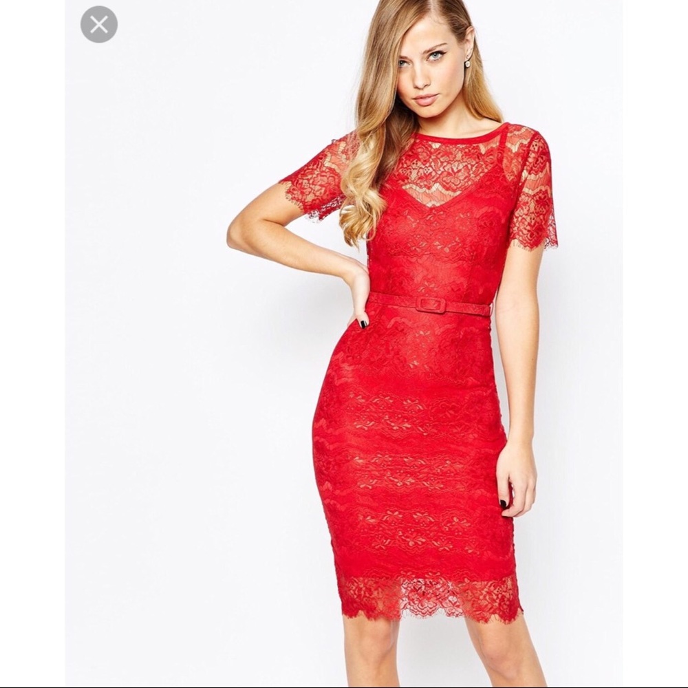 Body Frock Women's Red Lisa Sculpting Lace Dress